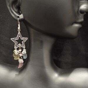 Star Dangle Earrings with Multicolor Charms